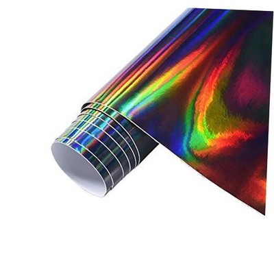 Holographic Laser Black Chrome Vinyl Sheet Car Wrap Film Self Adhesive Sticker 