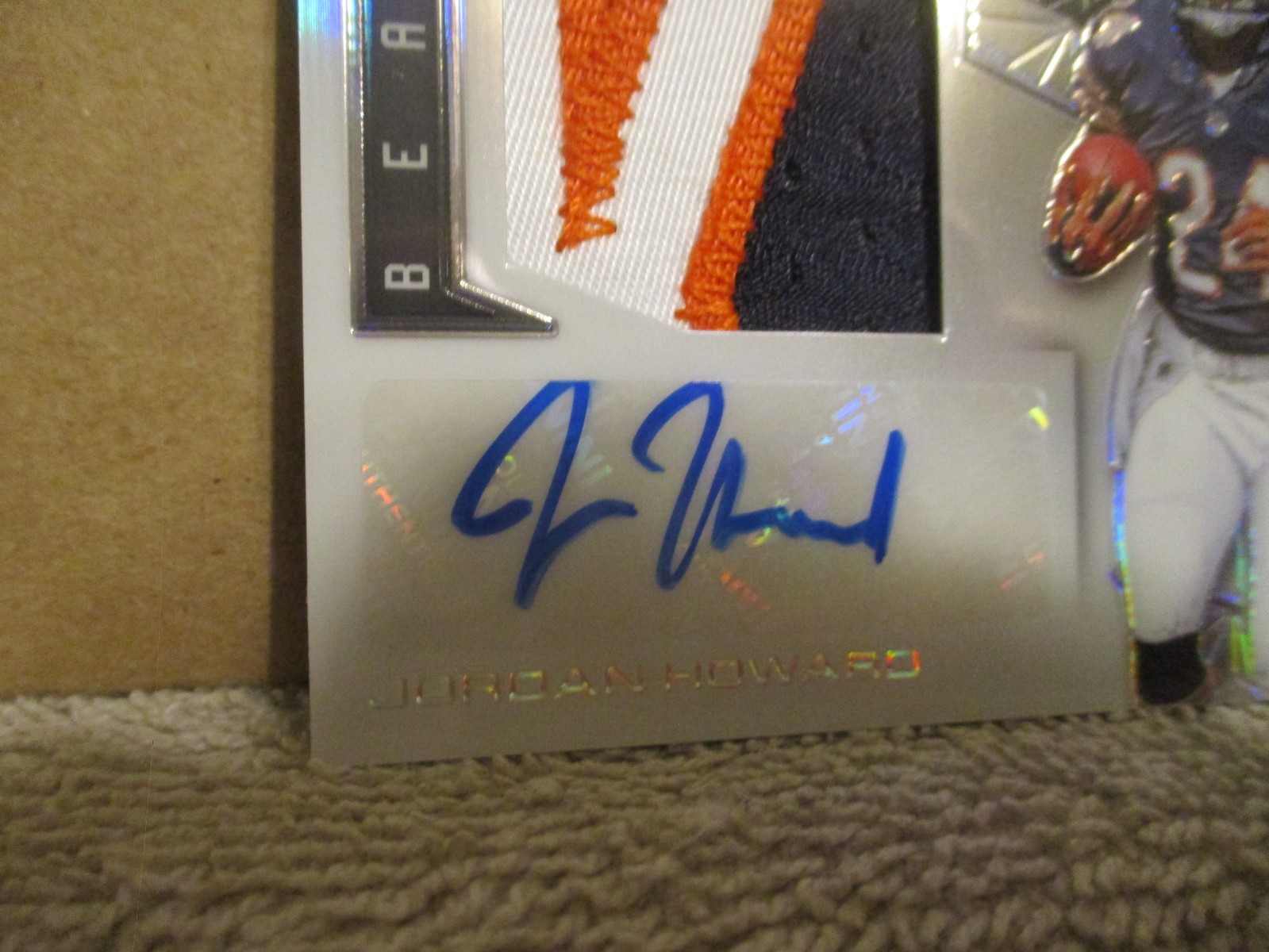 2016 PANINI SPECTRA JORDAN HOWARD #203 RC 3 COLOR LETTER NUMBER PATCH AUTO 68/99 view 7