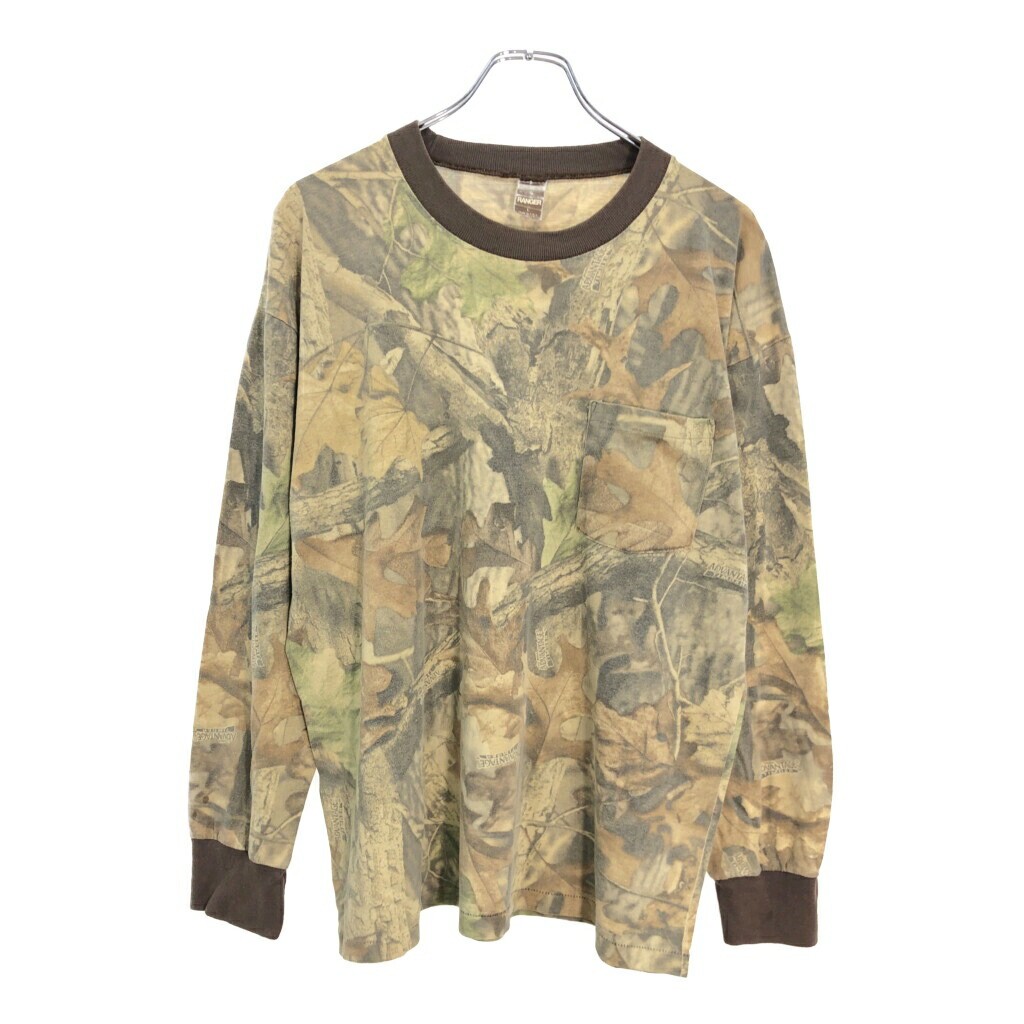 Men's Real Tree Camo Long Sleeve T-Shirt L Brown USA Made