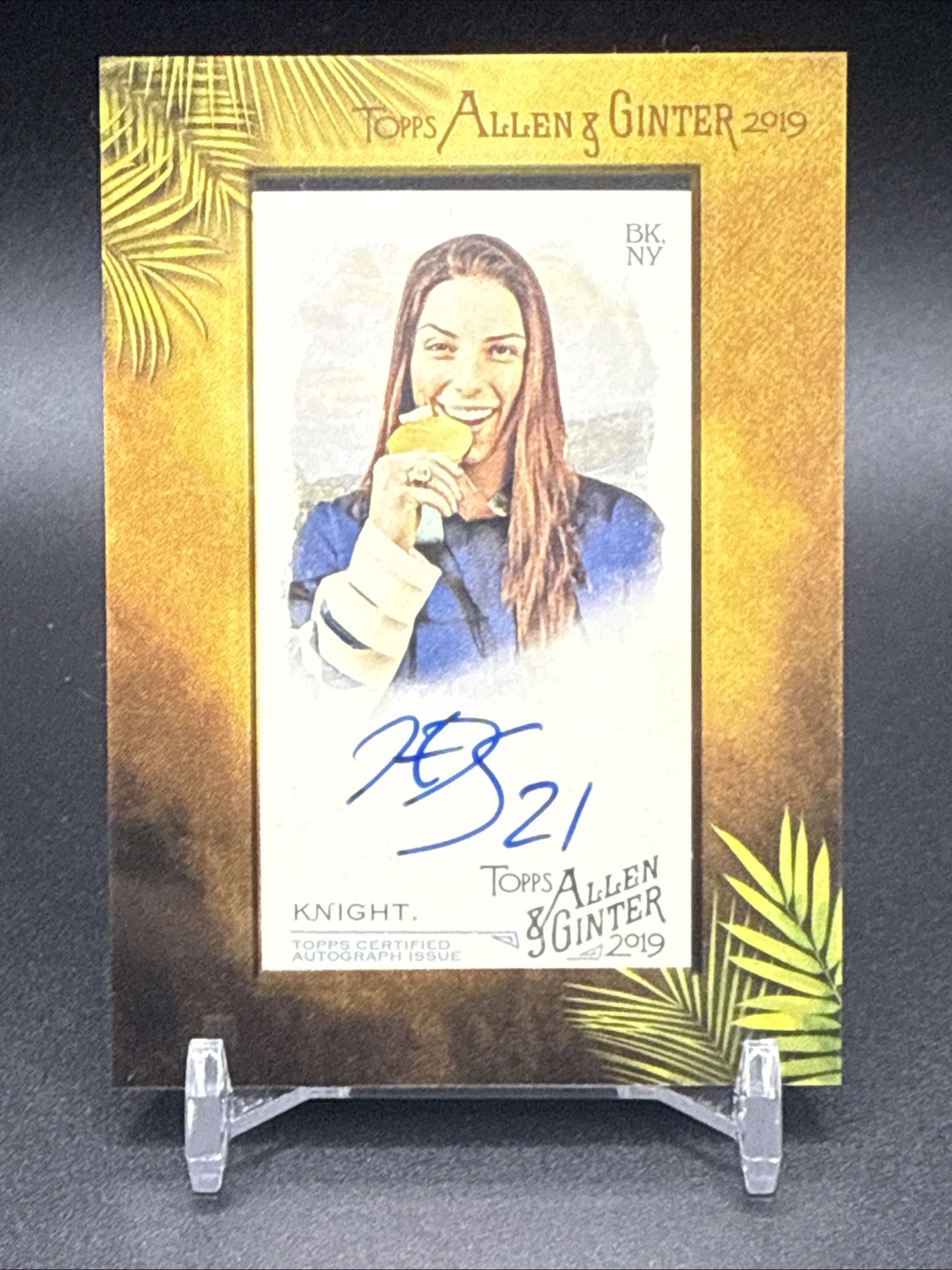 Hilary Knight 2019 Topps Allen & Ginter FRAMED MINI AUTOGRAPH BLUE USA HOCKEY