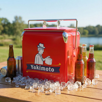 Yakimoto 13L Metal Cooler Box - Premium 18-Can Personal Ice Chest - Unique Gift