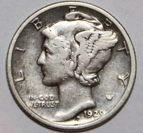 1929D Mercury Dime - Very Fine - #0106 - FREE SHIPPING