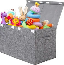 Large Toy Box Chest w/ Lid, Collapsible, Sturdy Storage Organizer, Boxes Bins