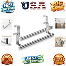 Over Cabinet Towel Bar, Stainless Steel Towel Holder, Silver, 2 Pack