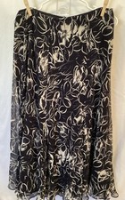LAUREN by RALPH LAUREN SZ 12 NAVY BLUE FLORAL 100 SILK LINED MAXI SKIRT