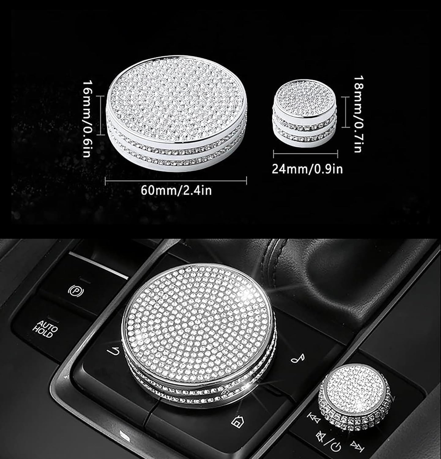 Bling Media Control Volume Knob Bling Crystal Shiny Accessory Interior Cover Fit