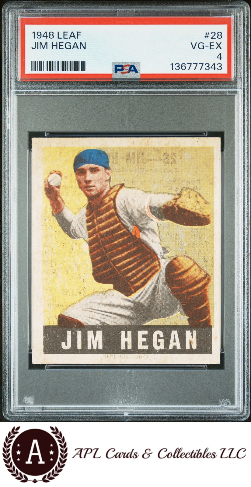 1948 Leaf #28 Jim Hegan PSA 4
