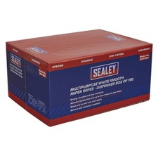 Image of Sealey Multipurpose Smooth White Paper Wipes 73gsm - Dispenser Box of 150 Sheets