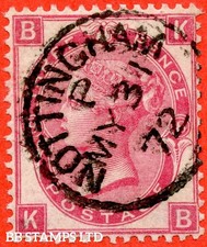 SG. 103. J33. " KB " 3d Rose plate 8. A fine " 31st May 1872 NOTTINGHAM " B71253