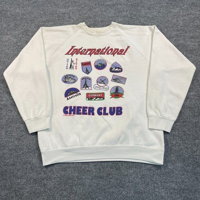 Vintage 1990 International Cheer-Club Cheerleading Sweatshirt Large 21x25 White