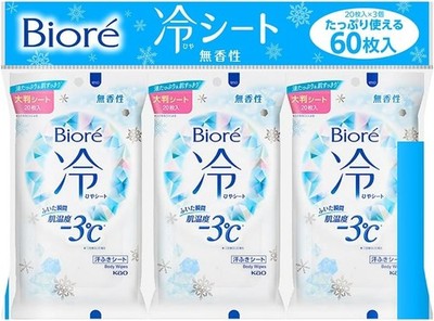 Japans beliebte Biore Kühlfolie unparfümiert 3er Pack, insgesamt 60 Blatt 15197