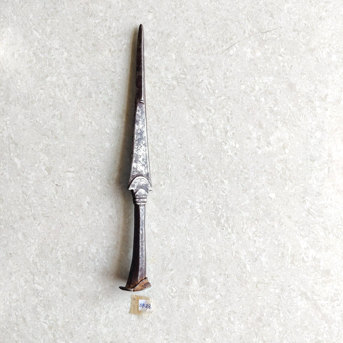 18c Antique Indo Persian Unique Shape Iron Spear Head Old Rare