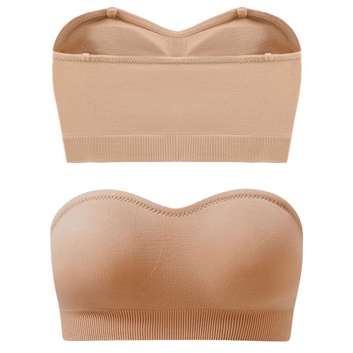 Women Ladies Super Stretchy Strapless Bra Bandeau Tube Top With Removable Pads - Picture 14 of 15
