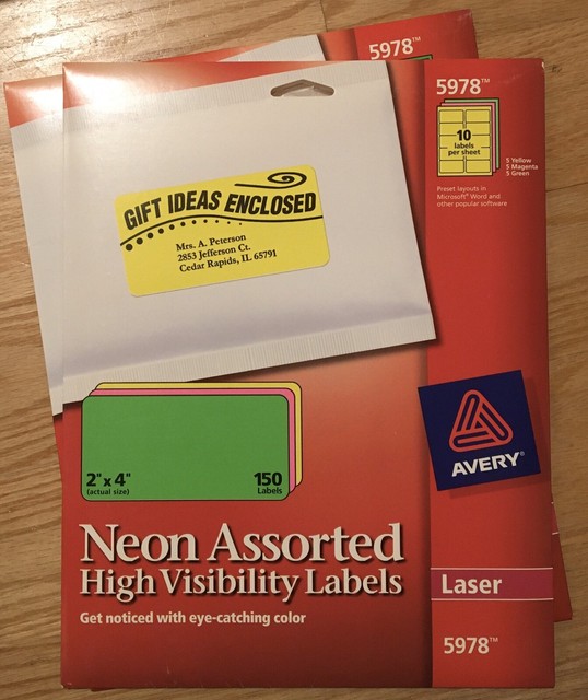Avery Neon Assorted High Visibility Label 5978 2” X 4” - 300 Labels | eBay