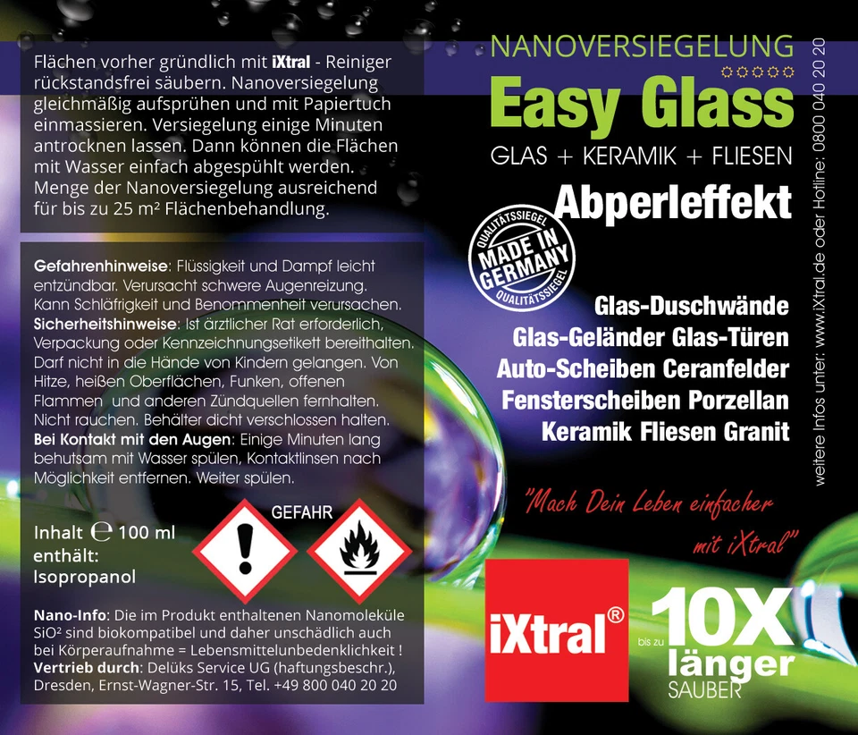 Duschwand Glasversiegelung 2-in-1 Set Nanoversiegelung + Reiniger Lotuseffekt - Bild 3 von 4