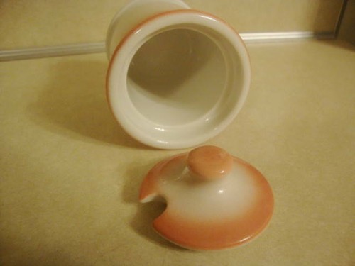 Vtg Restaurant Ware PINK AIRBRUSH Sugar Mustard Cup Jar w Lid Jackson China USA! - Bild 2 von 4