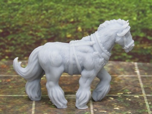 Coppia Lavori/Carro Cavalli Clydesdale Mini Miniature Stampato in 3D Modello 28/32mm - Foto 6 di 7