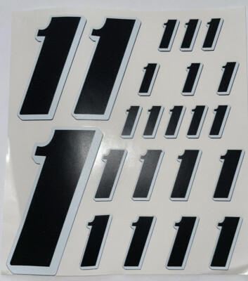 Matte Black-w/  White Outline/Shadow #1 s Racing Numbers Vinyl Rc Box L3