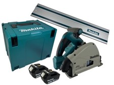 Makita DSP600 Akku-Tauchsäge mit Führungsschiene 2x Akku 5Ah & Ladegerät +Makpac