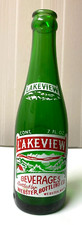Vintage Soda Pop  Bottle  - ACL -  Lakeview (Green) , Webster, Mass   7 Oz