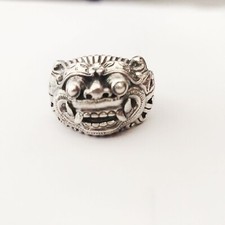 Balinese Mythology Sterling Silver 925 Barong Shape Men Ring Ethnic Handmade New