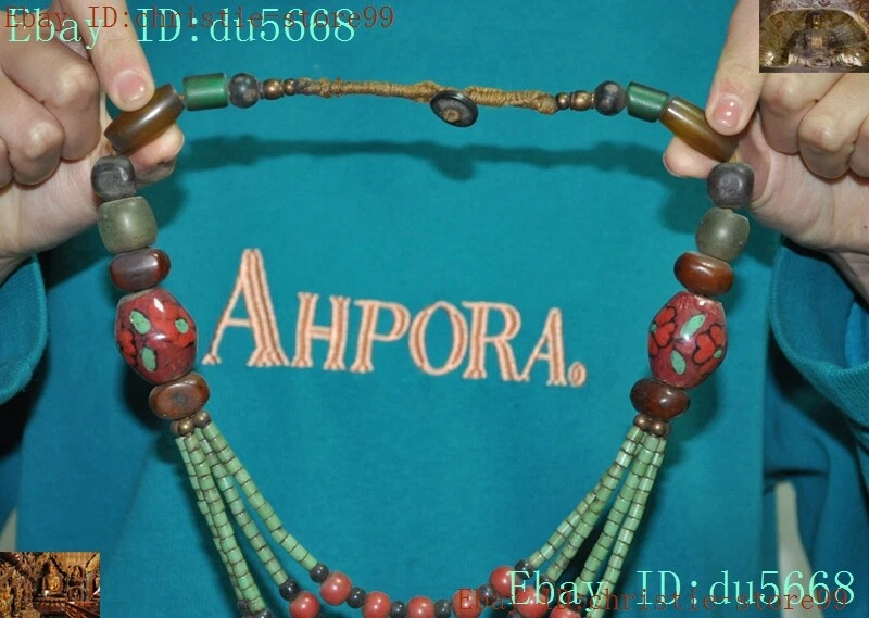 Старый тибетский буддизм тибетское серебро инкрустация драгоценный камень бирюзовый амулет подвеска ожерелье - Изображение 2 из 4