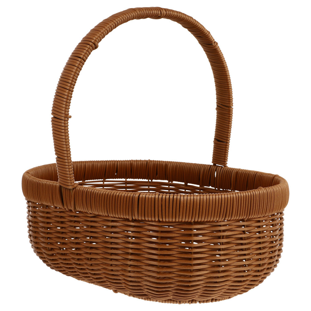 Portable Fruit Basket Rattan Small Wicker with Handle Woven Toys Hamper