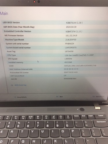 Lenovo ThinkPad P14s GEN 3 I7-1280P 1.8GHz 48GB 1TB NVMe NVIDIA T550 W11H TOUCH - Picture 11 of 12