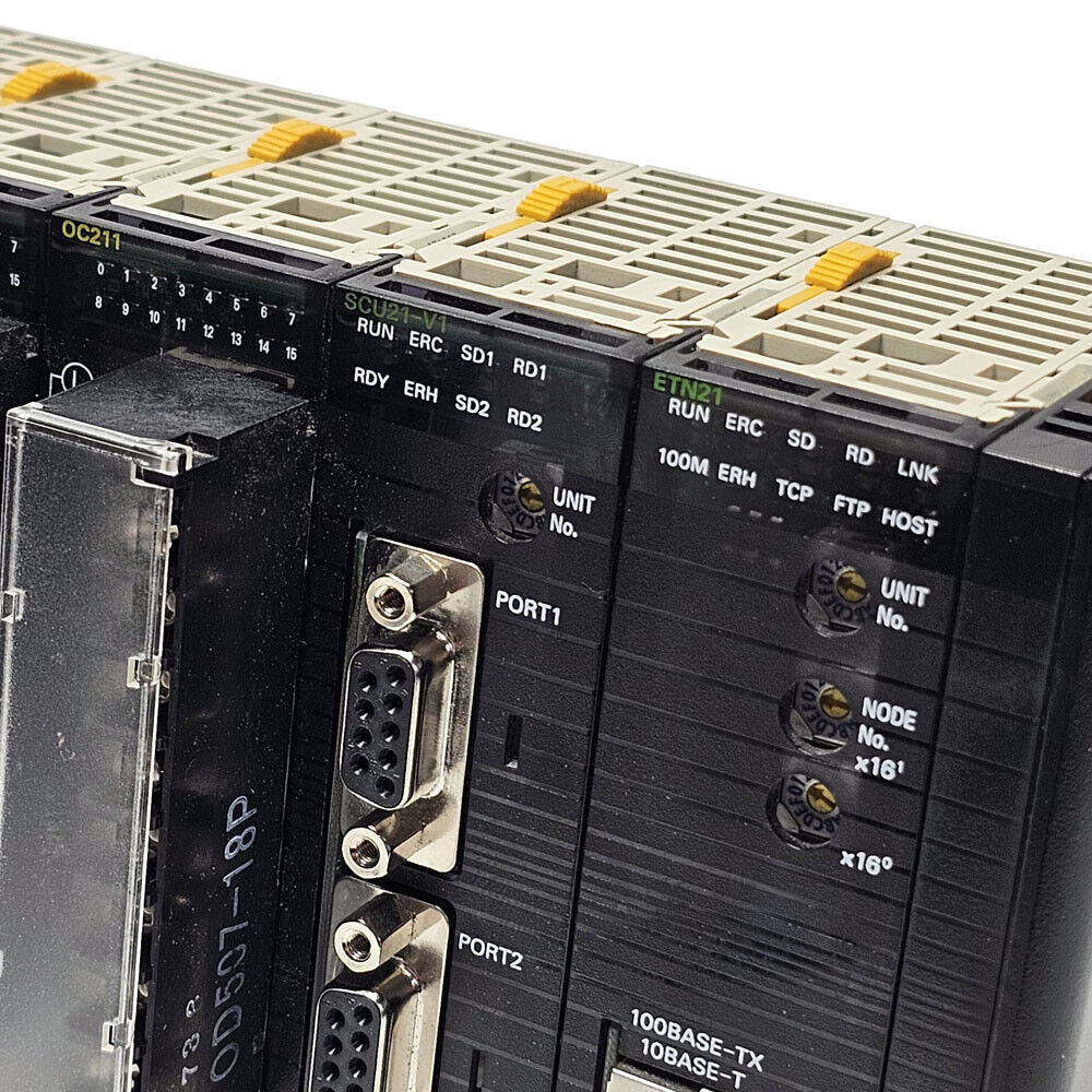 Omron Sysmac CJ1M-CPU13 PLC w/ ID211, OC211, SCU21-V1, ETN21 Omron Sysmac CJ1M-CPU13 PLC w/ ID211, OC211, SCU21-V1, ETN21