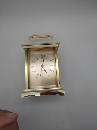 BULOVA SMALL CARRIAGE STYLE CLOCK GOLD B1321 - Picture 2 of 5