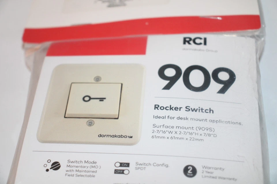 Interruptor basculante Dormakaba RCI 909 empuje acción momentánea 909 "NUEVO SELLADO" Foto 2 de 3