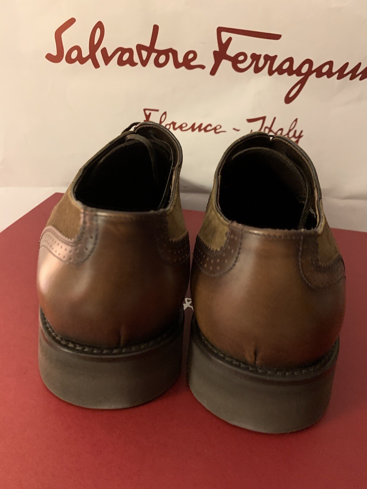 SAOLA SALVATORE FERRAGAMO FILLMORE 8 EE MADERA MUSCHIO NAUCK PELLE DI VITELLO 065835