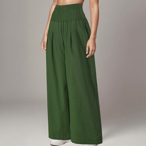 Women Lounge Pants High Waist Palazzo Pant Ladies Wide Leg Beach Boho Bottoms - Picture 91 of 113