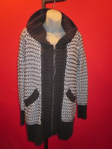 WHITE HOUSE BLACK MARKET Black White Crochet Knit Sweater Coat Cardigan Sz  M~~ | eBay
