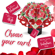 Bouquet Of Roses Pop Up Card Choice Of Cards - Valentine's or Anniversary