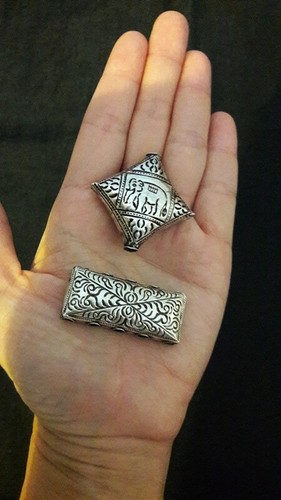 2x Borsa Accessorio Originale Argento Sterling Etica Unica Design Perline Vestiti Ebrei - Foto 8 di 12