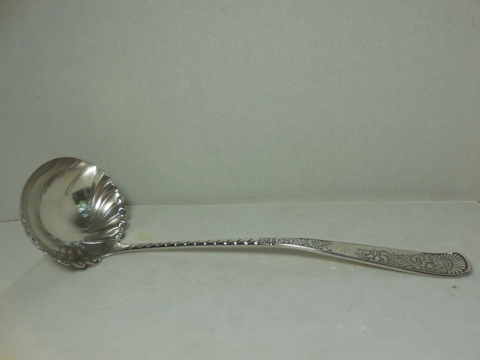 1847 Rogers Bros Assyrian Pattern Silverplate Punch / Soup Ladle 12 Inches