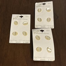 Vintage Le Chic Buttons 3sets Of. 4 Count Size 13mm White NEW 3