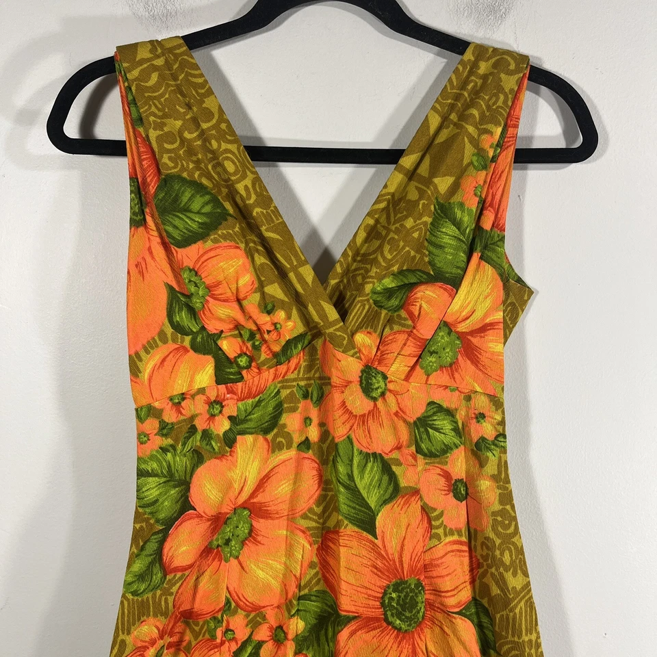 Гавайский Togs винтажный 60-х гавайский плиссированные поезд гибискус макси платье женщин XS - Изображение 2 из 4