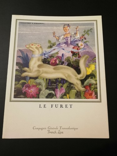 Menu paquebot FRANCE ♦ FRENCH LINE CGT ♦ 1974 Le Furet du Bois Joli par MERCIER - Imagen 1 de 3