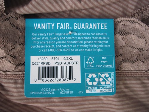 Vanity Fair schmeichelhaftes hochgeschnittenes Höschen mit Spitzenbesatz 13280 taupe gestreift 9 2XL - Bild 6 von 7