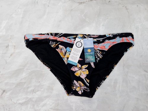 MARKS & SPENCER Damas Traje de Baño Negro Floral Hipster Bikini Parte Inferior Reino Unido 18 - Imagen 8 de 10
