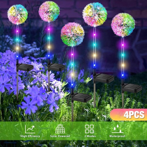 4 STK Solarlampen Außen Garten Solarleuchten Löwenzahn LED Solar Blumen Lampe - Bild 3 von 15