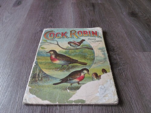 VINTAGE  COCK ROBIN MOUNTED ON LINEN CHILDREN'S BOOK - Picture 1 of 5