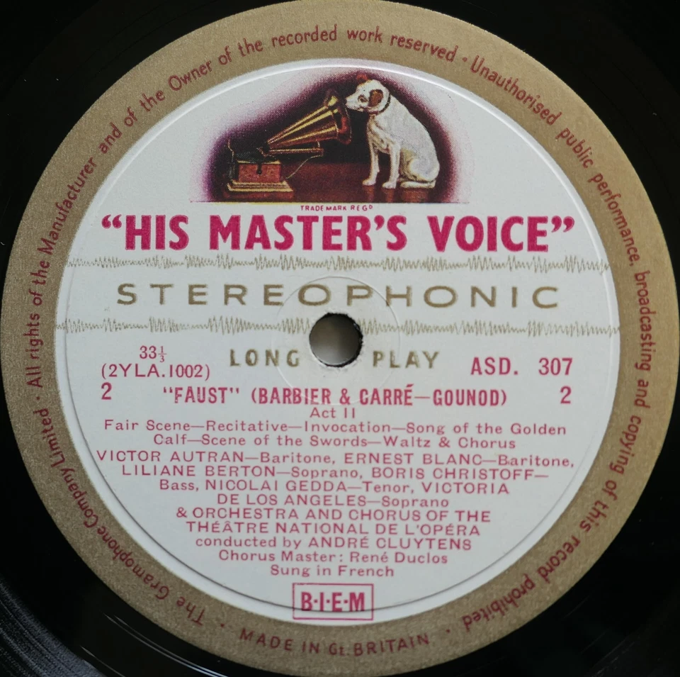 ASD 307-10 ED1 Gounod Faust Victoria De Los Angeles Cluytens NM 4LP HMV 1st W/G - Image 2 of 4