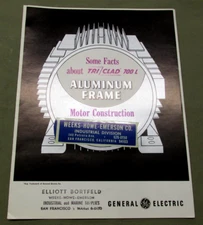GENERAL ELECTRIC ALUMINUM FRAME MOTOR CONSTRUCTION FLYER BROCHURE VINTAGE 