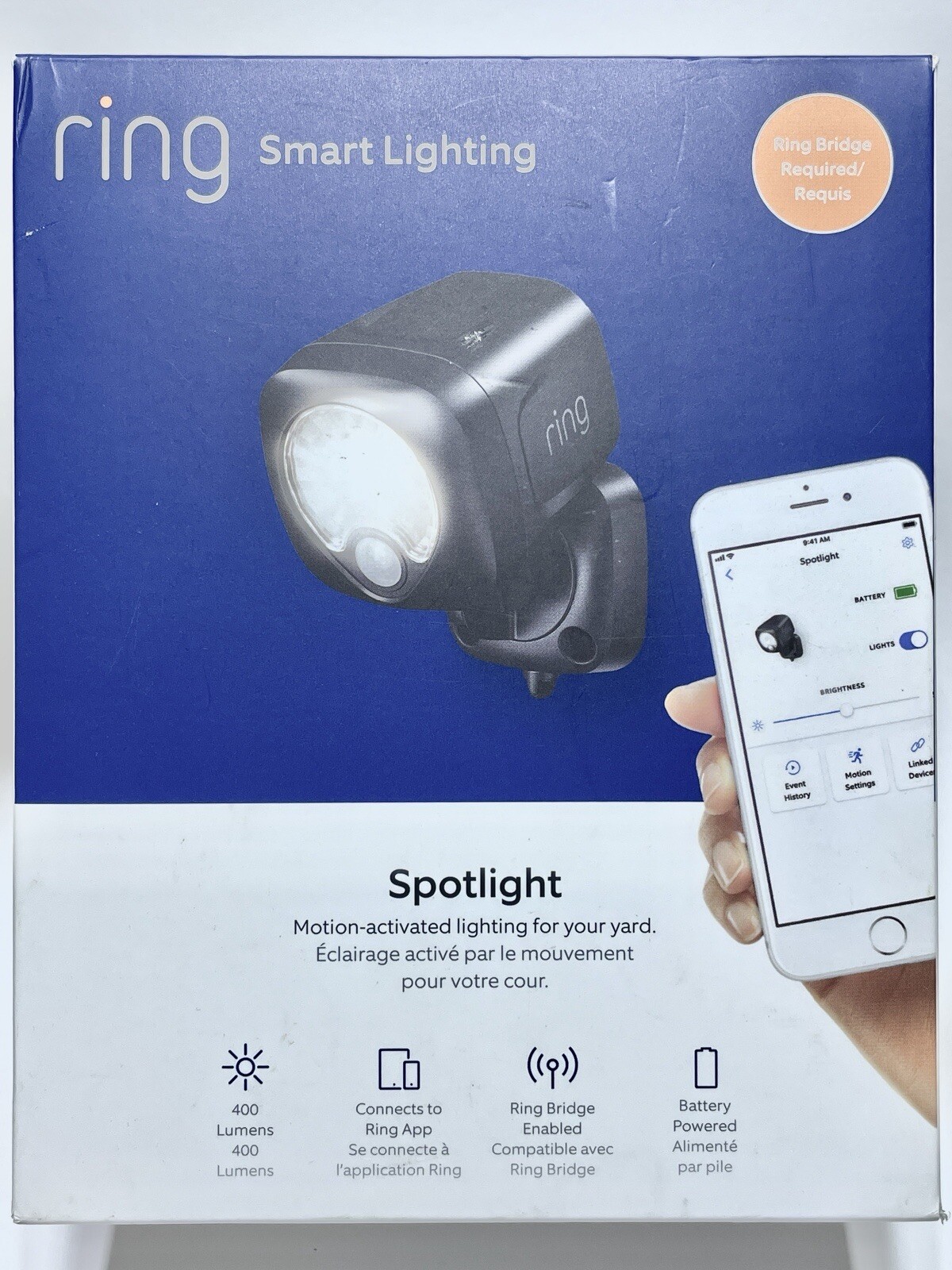 Ring Smart Spotlight Light - 400 Lumens Motion-Activated Display Model-image