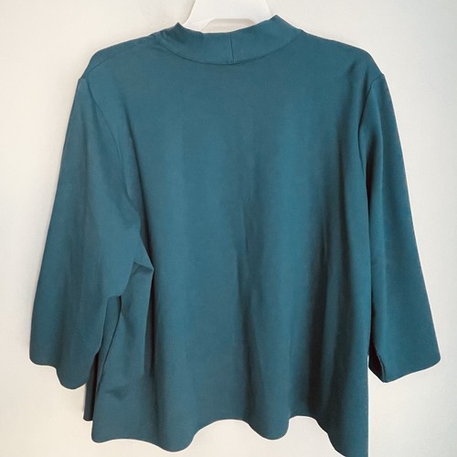 NEW J Jill Wearever Blouse Women's Size 4X Teal Rayon Nylon Spandex V Neck Shirt - Picture 8 of 16