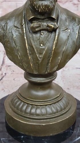 Abraham Lincoln Presidential Bronze Bust Sculpture Statue on Marble Base - Picture 9 of 10