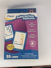 Mead Subtraction Flashcards 55 Cards Grades K-3rd Reward Stickers Included